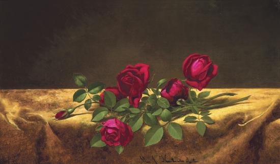 Appraisal: MARTIN JOHNSON HEADE American - Roses Lying on Gold Velvet