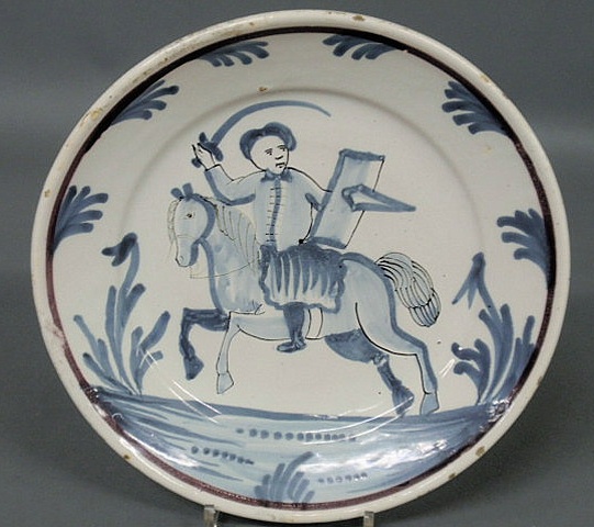 Appraisal: Early blue and white Delft charger th c of a