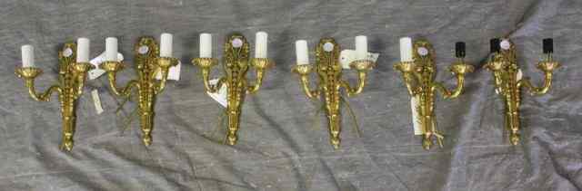 Appraisal: Reynaud Lighting Lot Including a Set of SixTwo Arm Brass