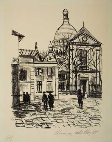 Appraisal: MAURICE UTRILLO Montmartre Place du T rtre e Sacre Couer