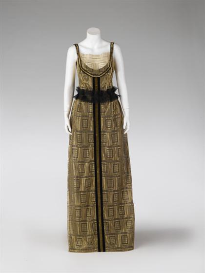 Appraisal: Alberta Ferretti gold and black geometric mesh evening gown contemporary