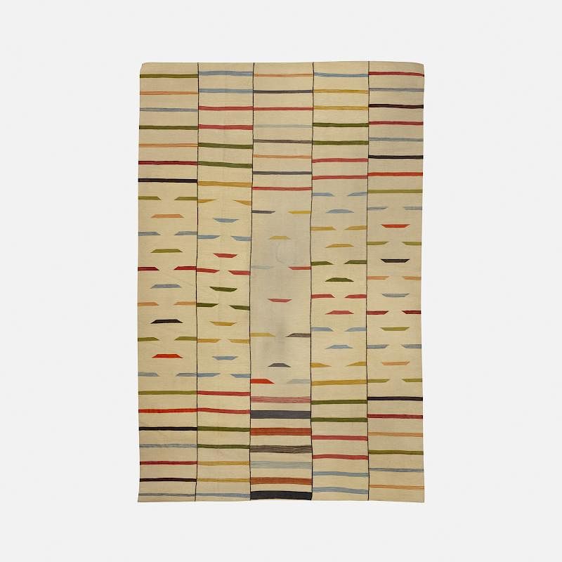 Appraisal: Contemporary flatweave carpet Contemporary flatweave carpet c hand-woven wool w