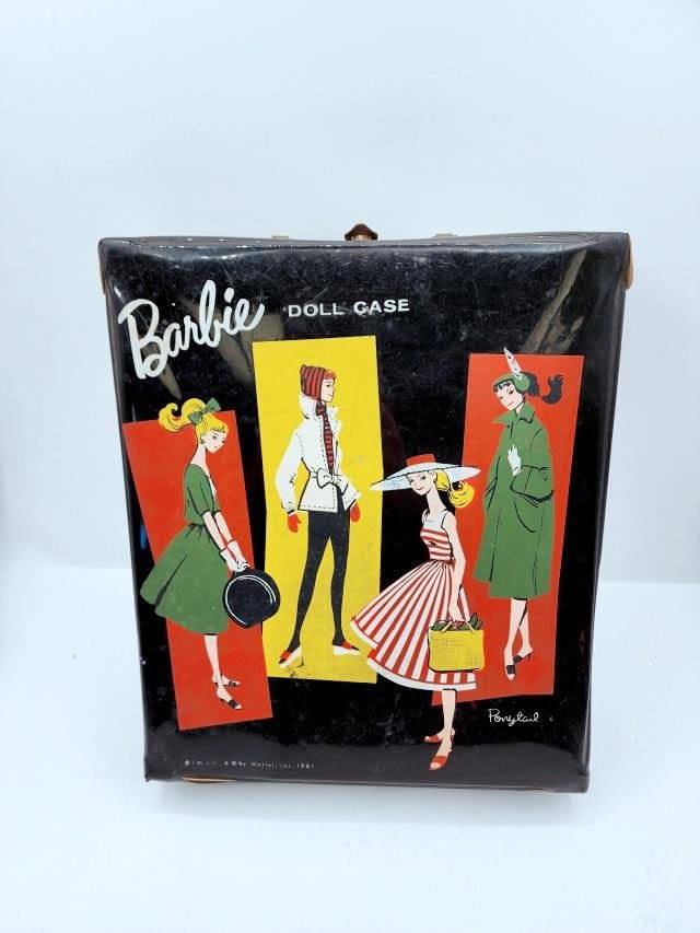 Appraisal: Vintage Barbie Doll Case with Contents Black Ponytail Barbie Doll