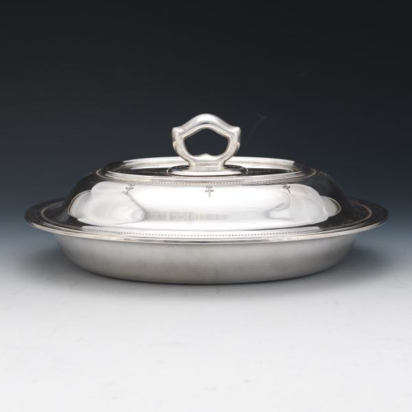 Appraisal: TIFFANY STERLING SILVER LIDDED SERVING DISH x x Ovoid vegetable