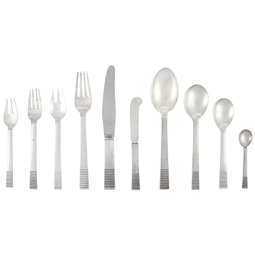 Appraisal: Georg Jensen Sterling Silver Flatware Service In the Parallel pattern