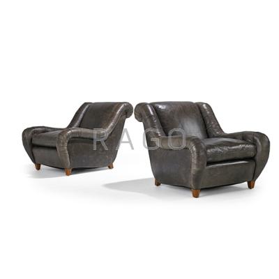 Appraisal: JAMES MONT JAMES MONT DESIGN Pair of club chairs USA