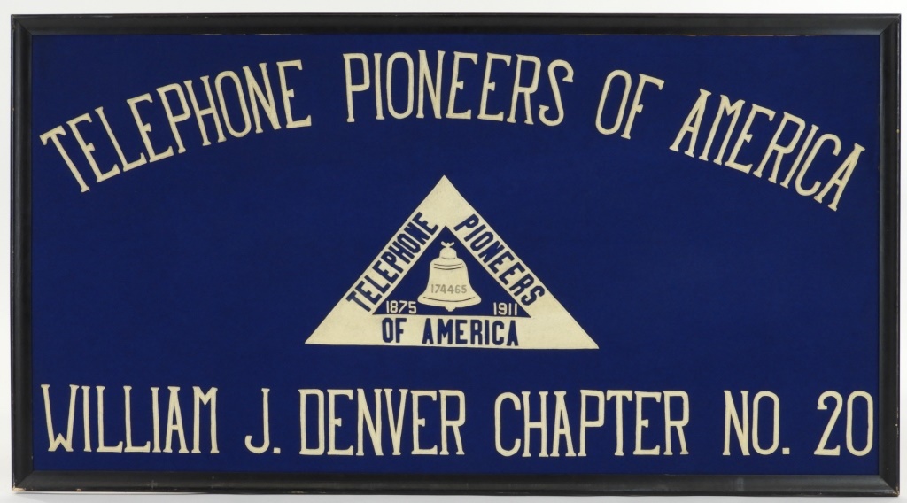 Appraisal: TELEPHONE PIONEERS OF AMERICA FRAMED WOOL BANNER United States th