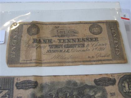 Appraisal: Collection of Confederate paper currency cents cents dollar dollars dollars