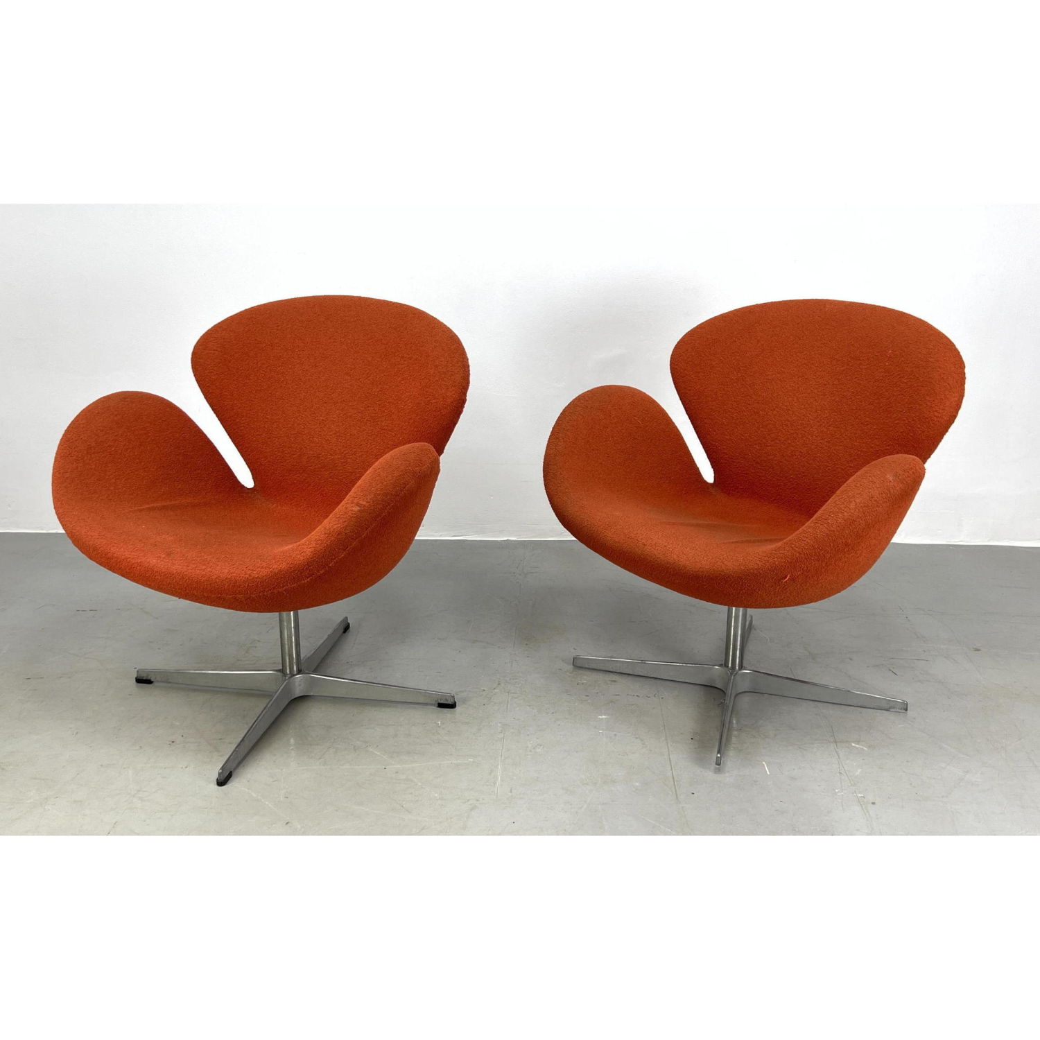 Appraisal: Pair Swan Style Swivel Chairs Dimensions H inches W inches