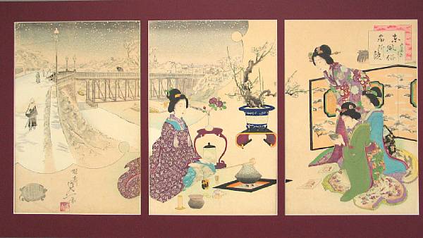 Appraisal: Various artists Meji Period Fifteen woodblock prints Comprising triptychs by