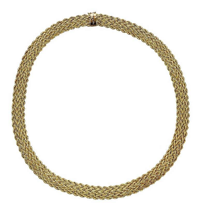 Appraisal: kt Necklace woven twisted rope Omega style stamped BBB K