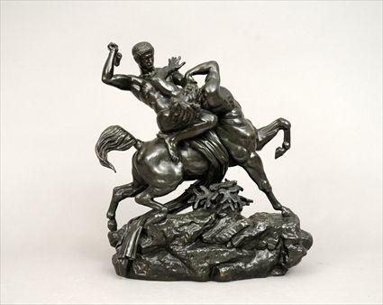 Appraisal: After Antoine-Louis Barye Theseus Slaying the Centaur Bienor Patinated metal