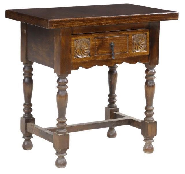 Appraisal: Spanish Baroque style walnut side table late th c having