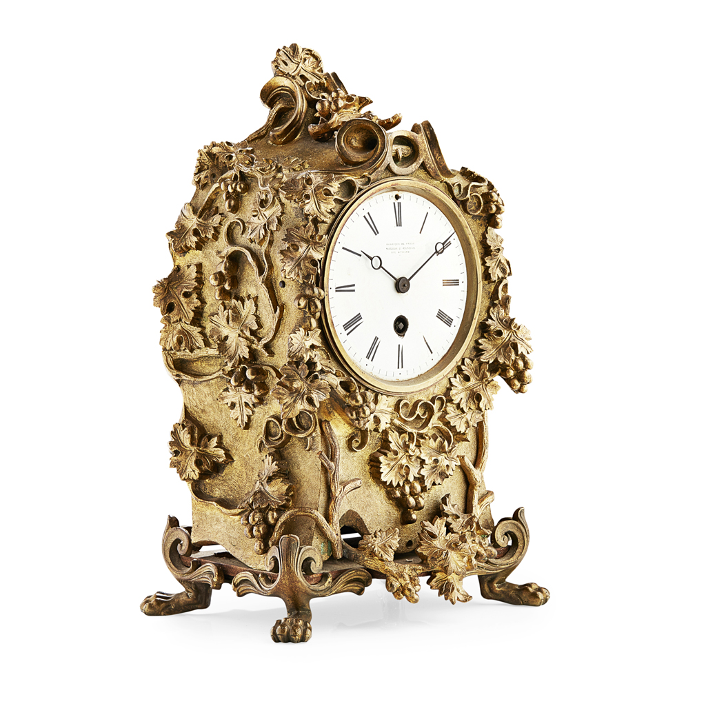 Appraisal: FRENCH GILT BRONZE MANTEL CLOCK TH CENTURY the waisted case