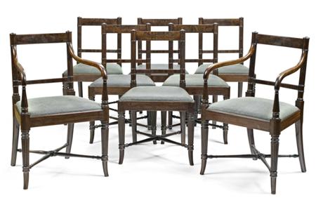 Appraisal: GOOD SET OF EIGHT SCOTTISH GEORGE IV MAHOGANY DINING CHAIRS