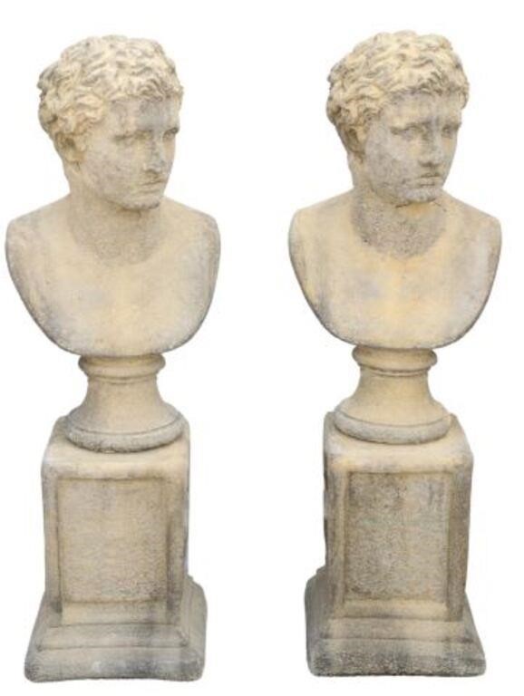 Appraisal: pair Cast stone garden statuary Busts of Adonis late th