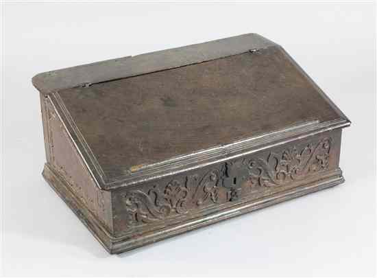 Appraisal: A th century oak bible box with later floral carved