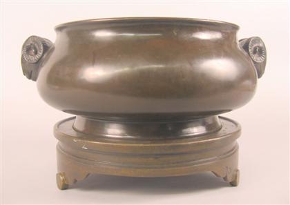 Appraisal: Large Chinese bronze censer on stand xuande mark republic period