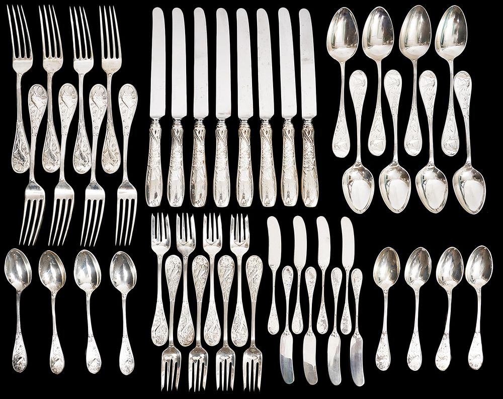 Appraisal: Tiffany Sterling Audubon Pc Flatware Set piece set of Tiffany