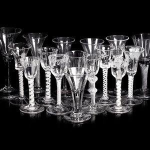 Appraisal: A Collection of English Twist-Stem Wine Glasses th th Century