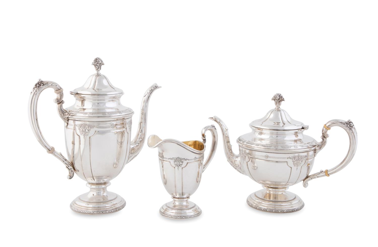 Appraisal: TOWLE LOUIS XIV PART STERLING TEA SERVICE PC Towle Silversmiths