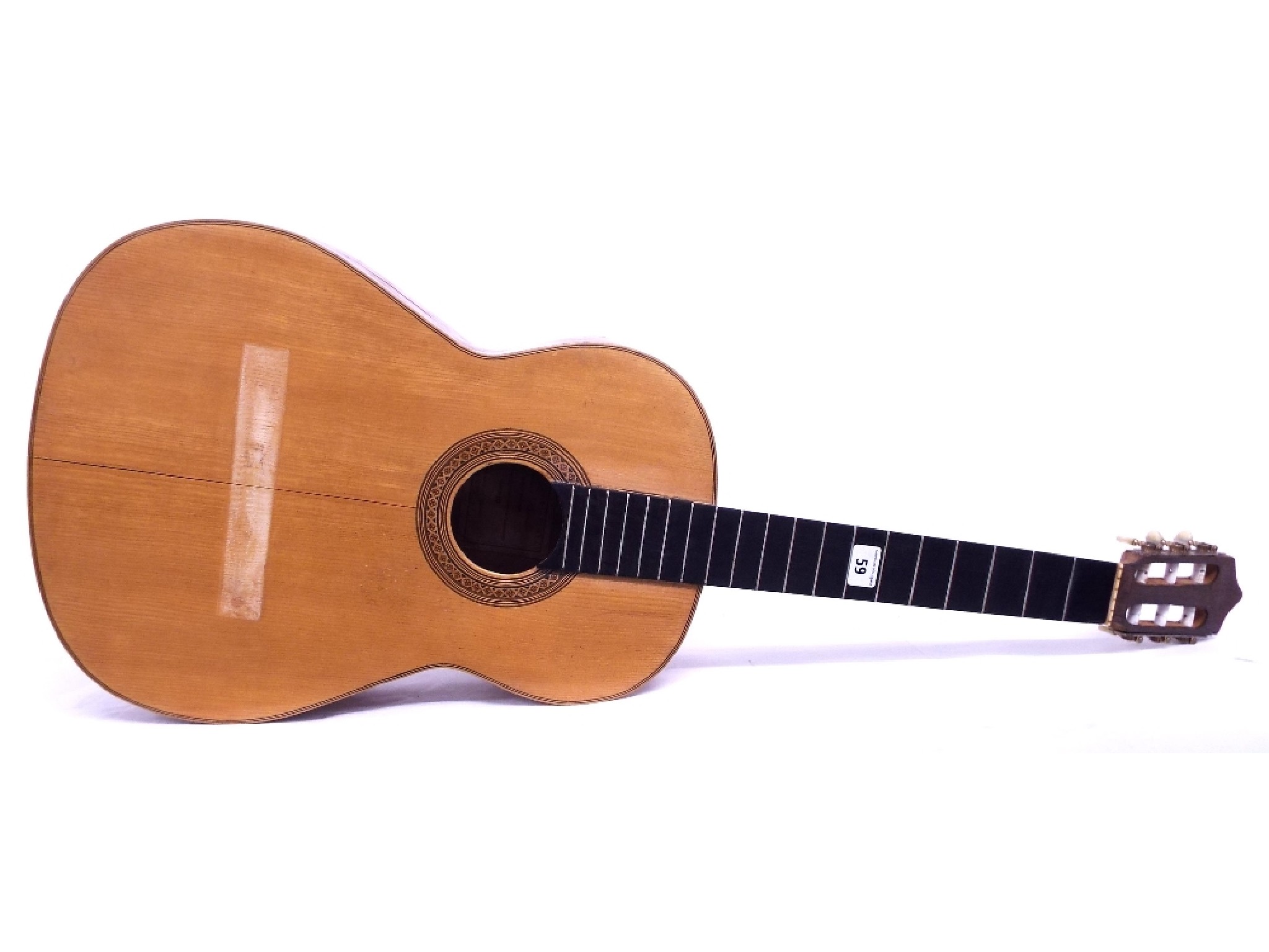 Appraisal: Spanish Flamenco guitar in need of restoration labelled Manuel Ramirez