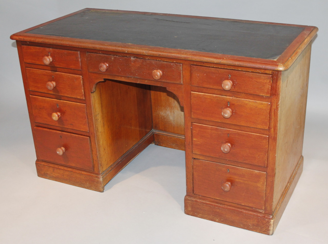 Appraisal: A thC painted twin pedestal desk the rounded overhanging top