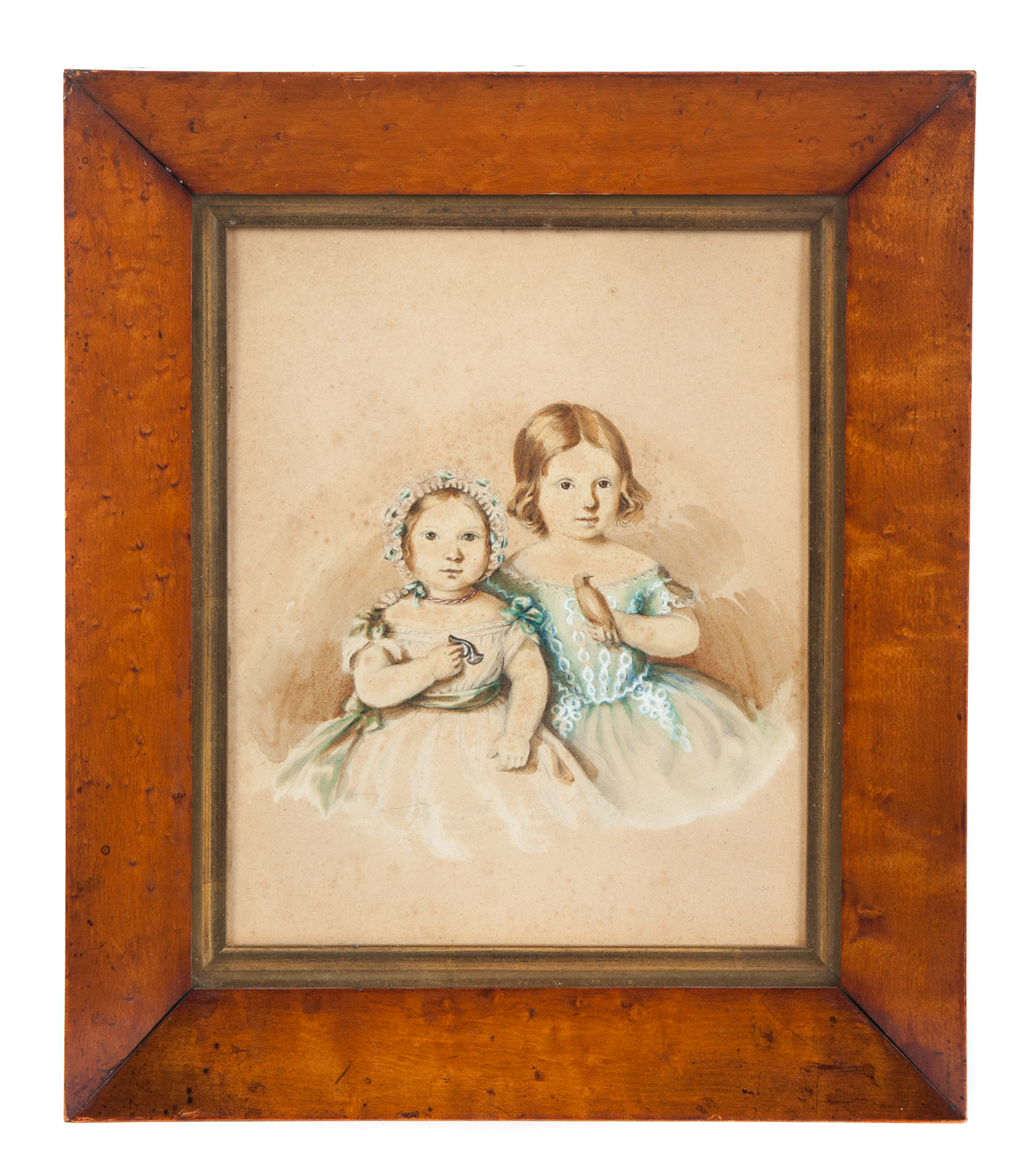 Appraisal: EUROPEAN PORTRAIT OF SISTERS Mid th century watercolor on paper