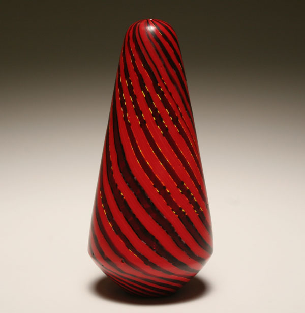 Appraisal: Michele Burato red spiral cone form Italian Murano art glass