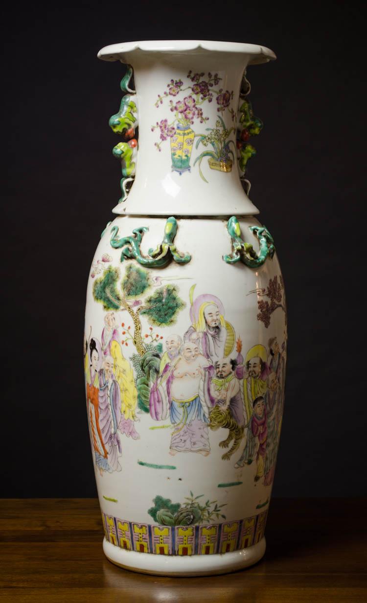 Appraisal: CHINESE FAMILLE ROSE PORCELAIN VASE baluster form and hand enameled