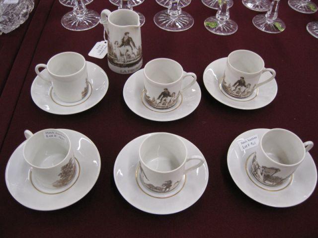 Appraisal: Limoges Porcelain Demitasse Cups Saucers La Promganer cups saucers creamer