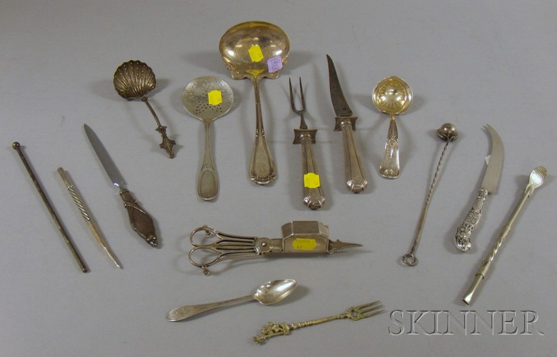 Appraisal: Group of Sterling and Silver Plated Flatware including a coin