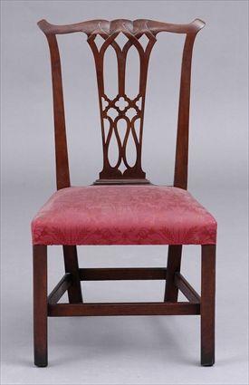 Appraisal: CHIPPENDALE CARVED MAHOGANY SIDE CHAIR The serpentine top rail above