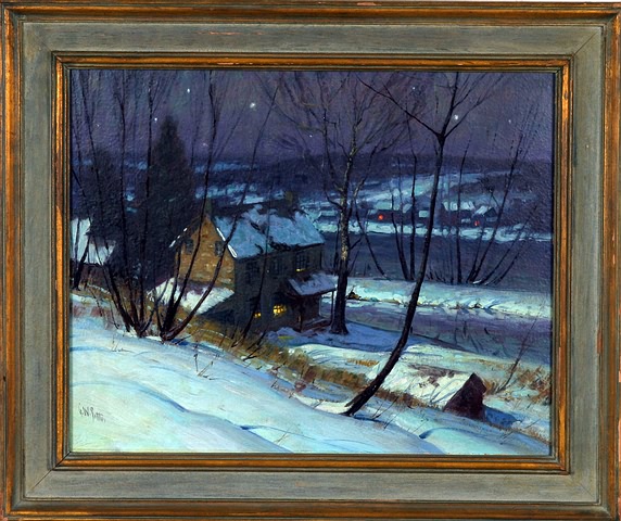 Appraisal: Bucks County nocturnal winter landscape oil on masonite x Sold