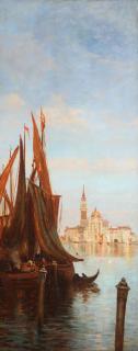 Appraisal: VENICE OIL PAINTING ARIST SIGNED Circle of GEORGE HYDE POWNALL