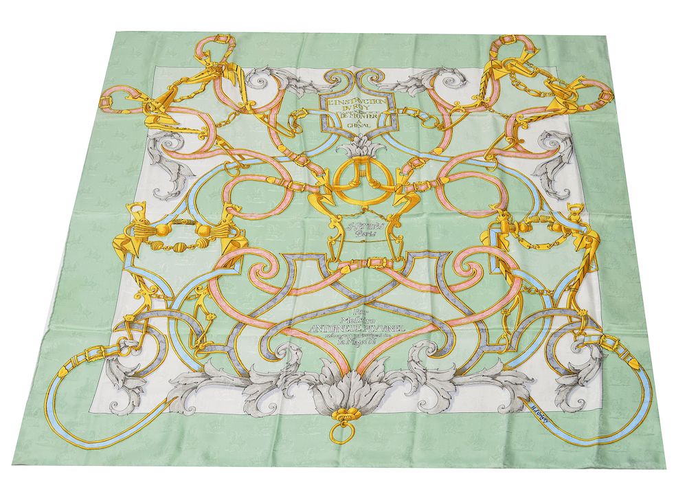 Appraisal: Hermes L'Instruction du Roy Silk Scarf Hermes silk scarf L'Instruction