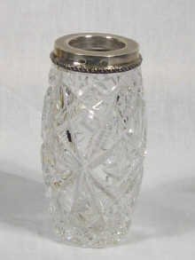 Appraisal: A Latvian hallmarked silver mounted cut glass vase circa approx