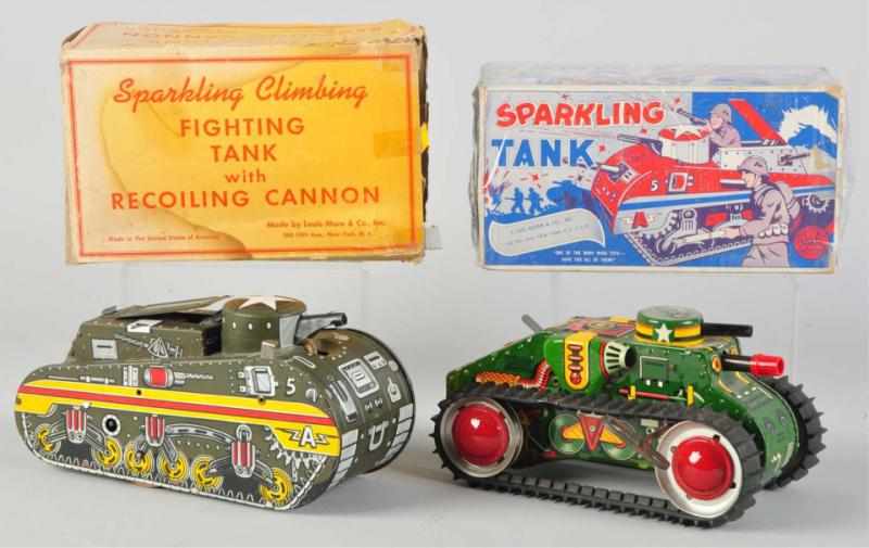 Appraisal: Lot of Tin Litho Marx Tank Wind-Up Toys American Working