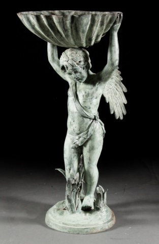 Appraisal: Classical style figural fountain th century verdigris patina modeled as