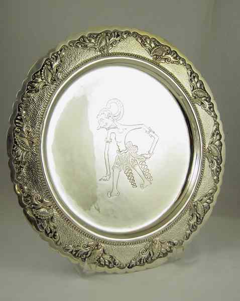 Appraisal: FINE SILVER TRAY attributed as Yogya with ornate floral and