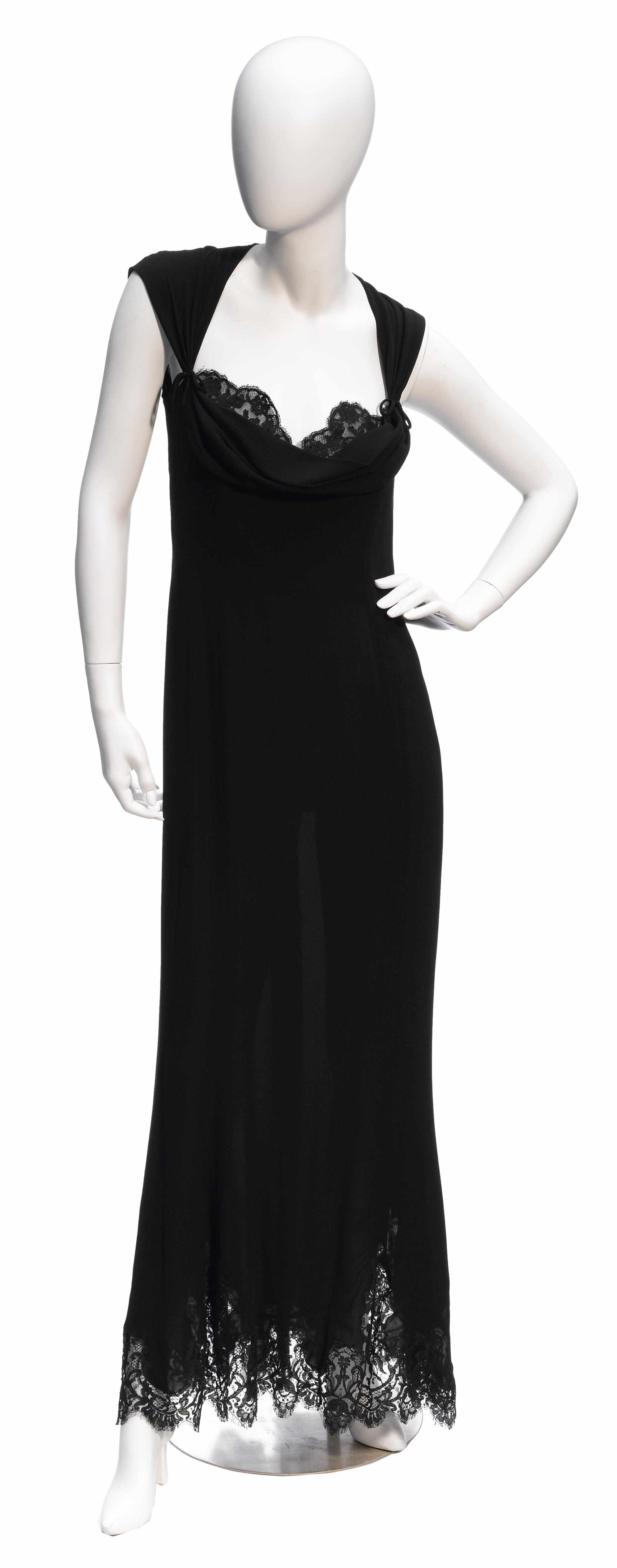 Appraisal: An Emanuel Ungaro long black silk and lace gown size