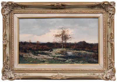 Appraisal: Charles Hippolyte Desmarquais painting French born autumn landscape with figures