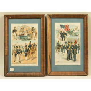 Appraisal: Pair of Military Lithographs Framed pair of military lithographs Sight