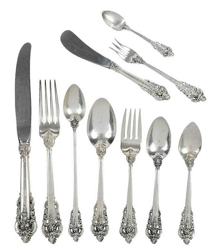 Appraisal: Grand Baroque Sterling Flatware Pieces American th century including eleven