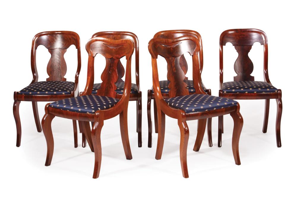 Appraisal: Associated Set of Six American Late Classical Carved Mahogany Dining