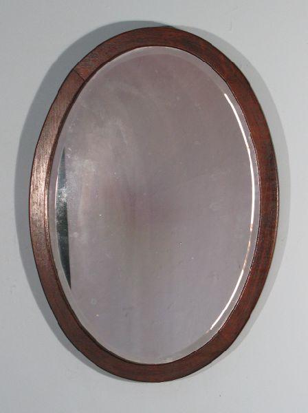 Appraisal: Oval Beveled Wall Mirror early th c oak frame x