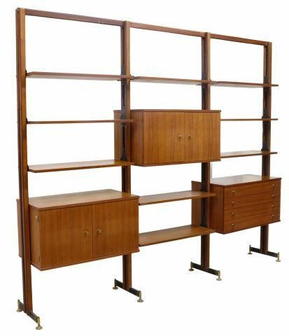 Appraisal: Italian mid-century modern teak modular three-unit bookcase c s four