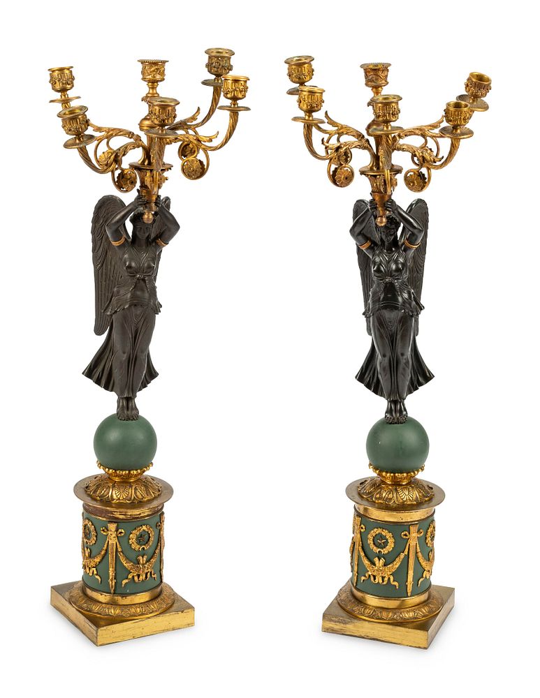 Appraisal: A Pair of Empire Style Gilt and Patinated Bronze and