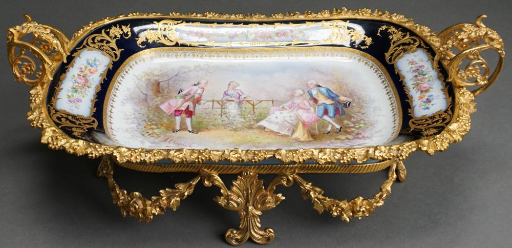 Appraisal: Sevres Type Cobalt and Gilt Decorated Porcelain Ormolu Mounted Two