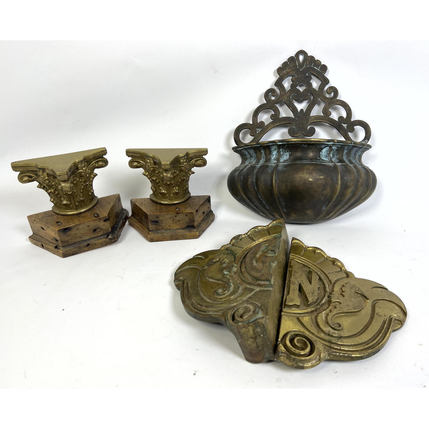 Appraisal: pc Metals Lot Mostly Brass Italian Brass Column Capital Bookends